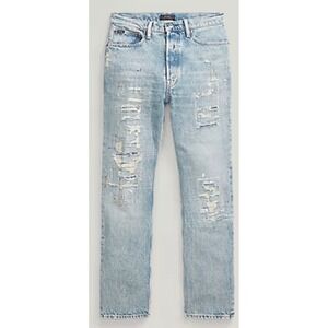 Polo Ralph Lauren High-Rise Relaxed Straight Crop Jeans Distressed Patchwork
